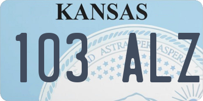 KS license plate 103ALZ