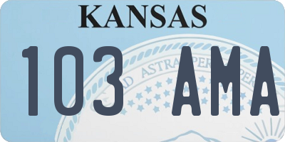 KS license plate 103AMA