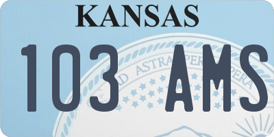 KS license plate 103AMS