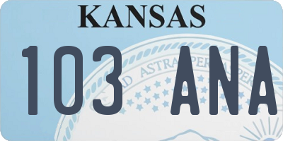 KS license plate 103ANA
