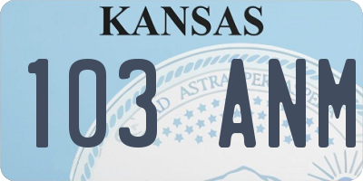 KS license plate 103ANM