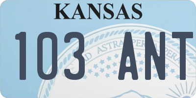 KS license plate 103ANT