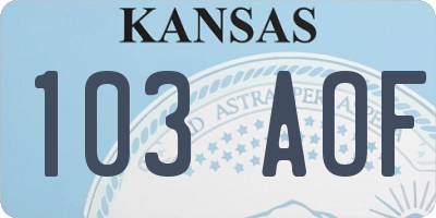 KS license plate 103AOF