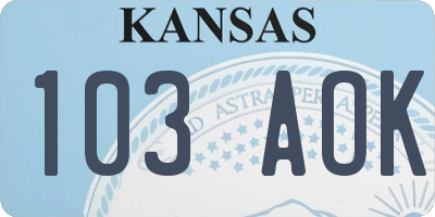 KS license plate 103AOK