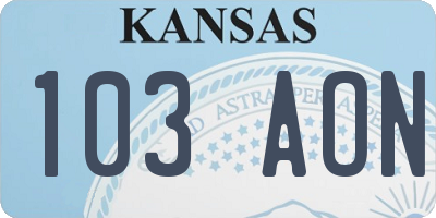 KS license plate 103AON