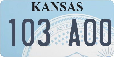 KS license plate 103AOO