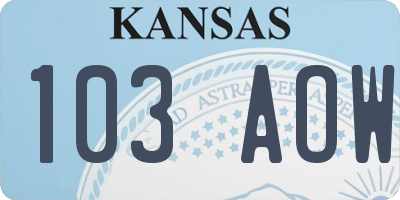 KS license plate 103AOW