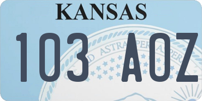 KS license plate 103AOZ