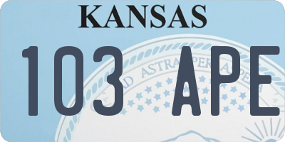 KS license plate 103APE
