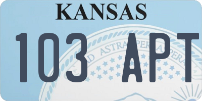 KS license plate 103APT