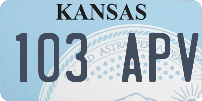 KS license plate 103APV