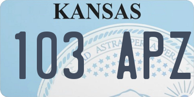 KS license plate 103APZ
