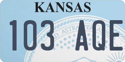KS license plate 103AQE