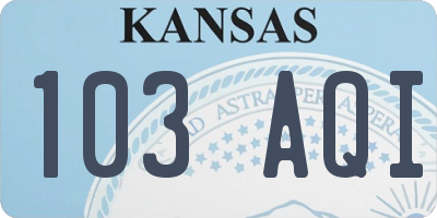 KS license plate 103AQI