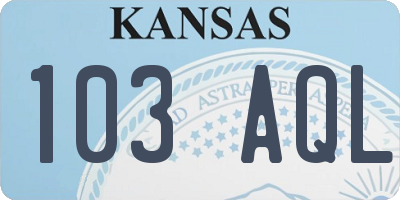 KS license plate 103AQL
