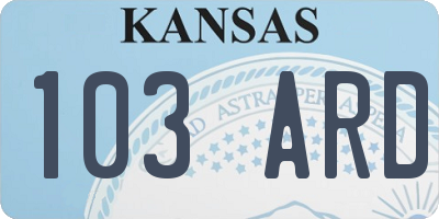 KS license plate 103ARD