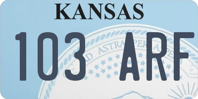 KS license plate 103ARF