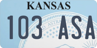 KS license plate 103ASA