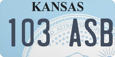 KS license plate 103ASB