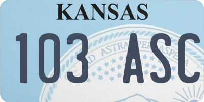 KS license plate 103ASC