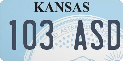 KS license plate 103ASD