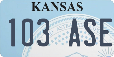 KS license plate 103ASE