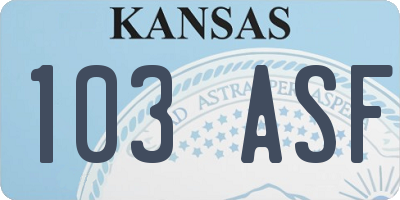 KS license plate 103ASF