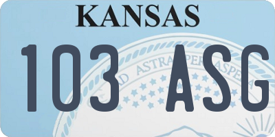 KS license plate 103ASG
