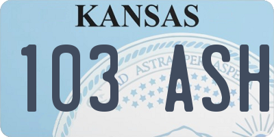 KS license plate 103ASH