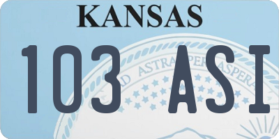KS license plate 103ASI