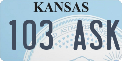 KS license plate 103ASK