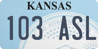 KS license plate 103ASL
