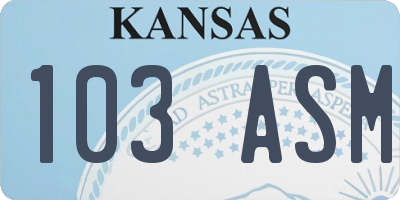 KS license plate 103ASM