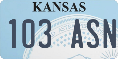 KS license plate 103ASN