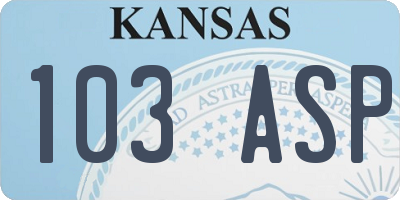 KS license plate 103ASP
