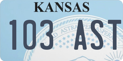 KS license plate 103AST