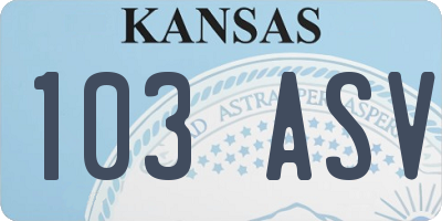 KS license plate 103ASV