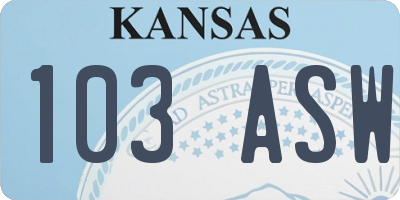 KS license plate 103ASW