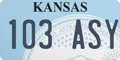KS license plate 103ASY