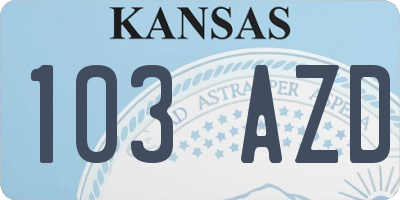 KS license plate 103AZD