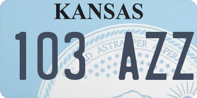KS license plate 103AZZ