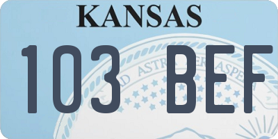 KS license plate 103BEF