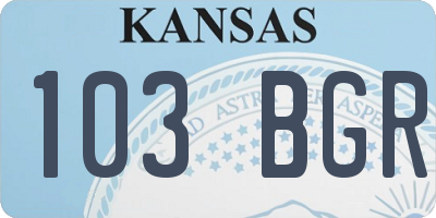 KS license plate 103BGR