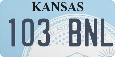 KS license plate 103BNL
