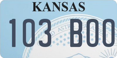KS license plate 103BOO