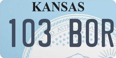 KS license plate 103BOR