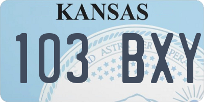 KS license plate 103BXY