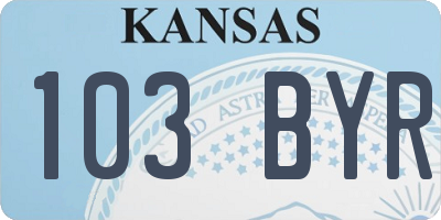 KS license plate 103BYR