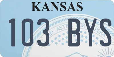 KS license plate 103BYS