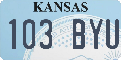 KS license plate 103BYU